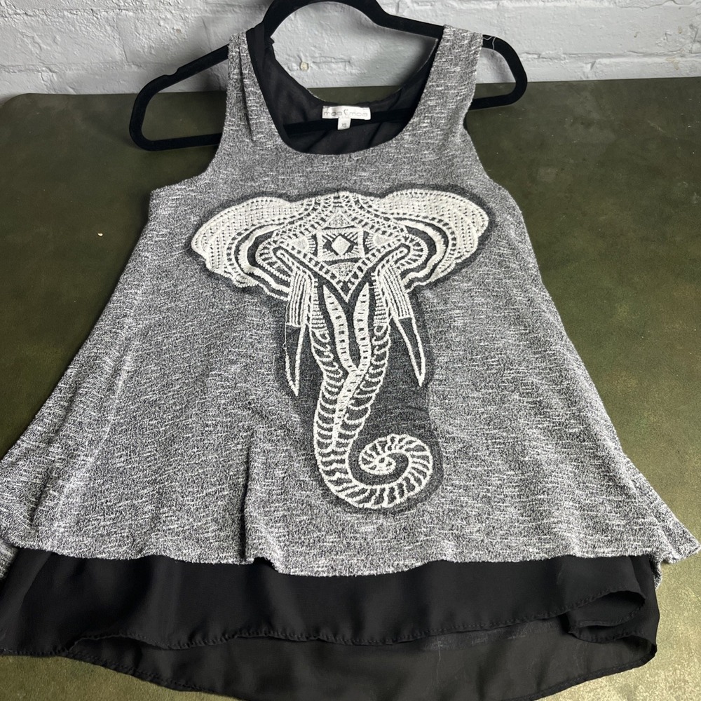 Moa‎ Moa Embroidered Elephant Tank Top Size XS Women's Flowy Tank